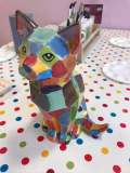 Faceted Cat Painted Pottery